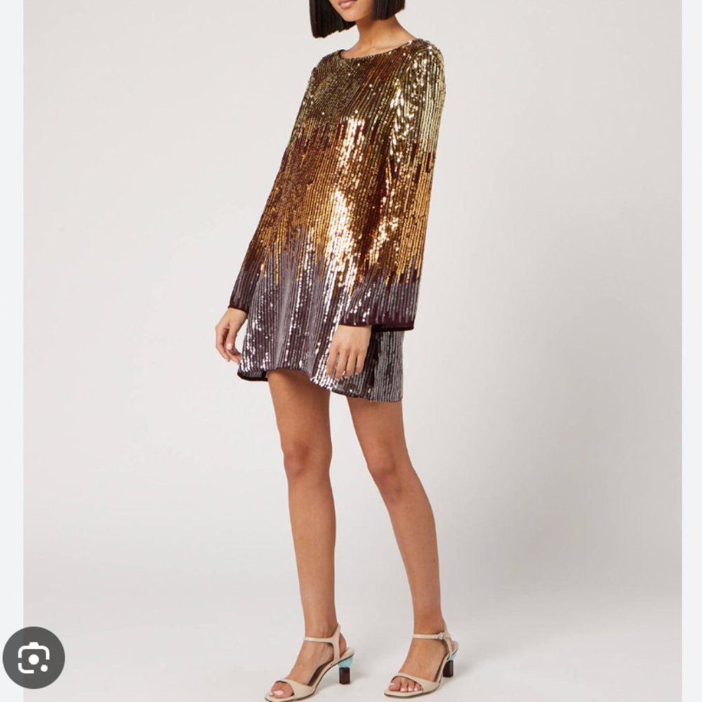 RIXO Aria Sequin Ombre Mini Dress Sz S